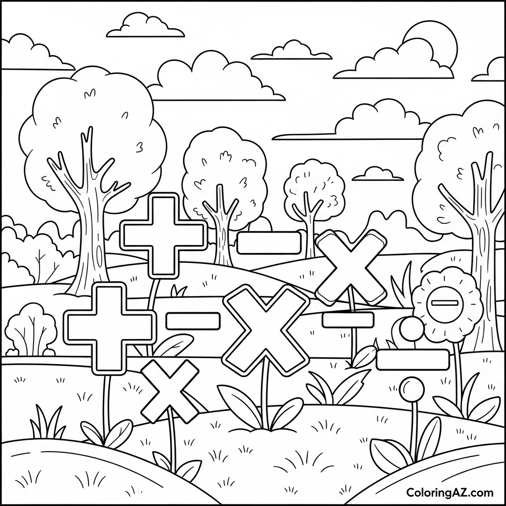 Fourth grade math worksheet with colors
