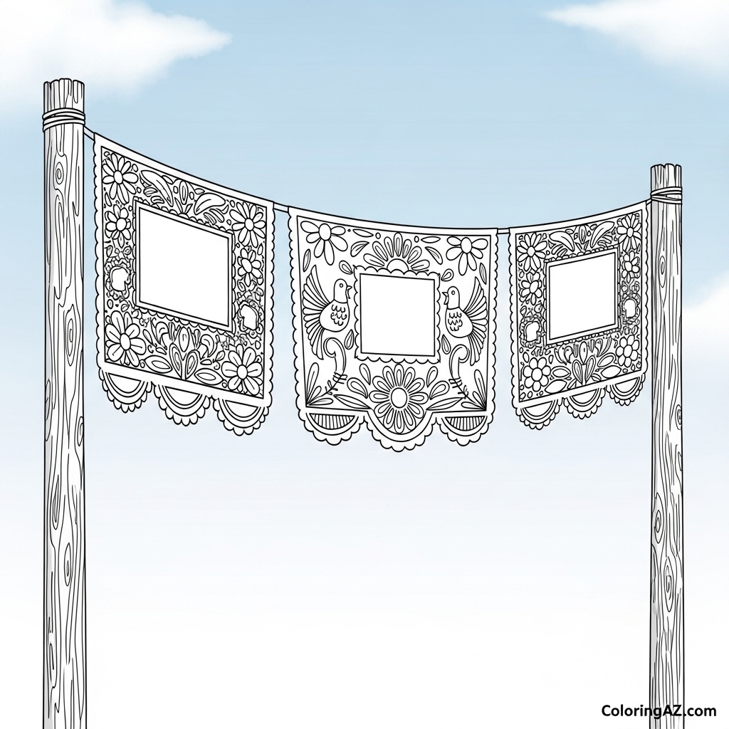 Festive Mexican dancers coloring page