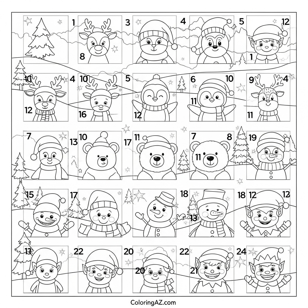 Detailed advent scene with Christmas elements