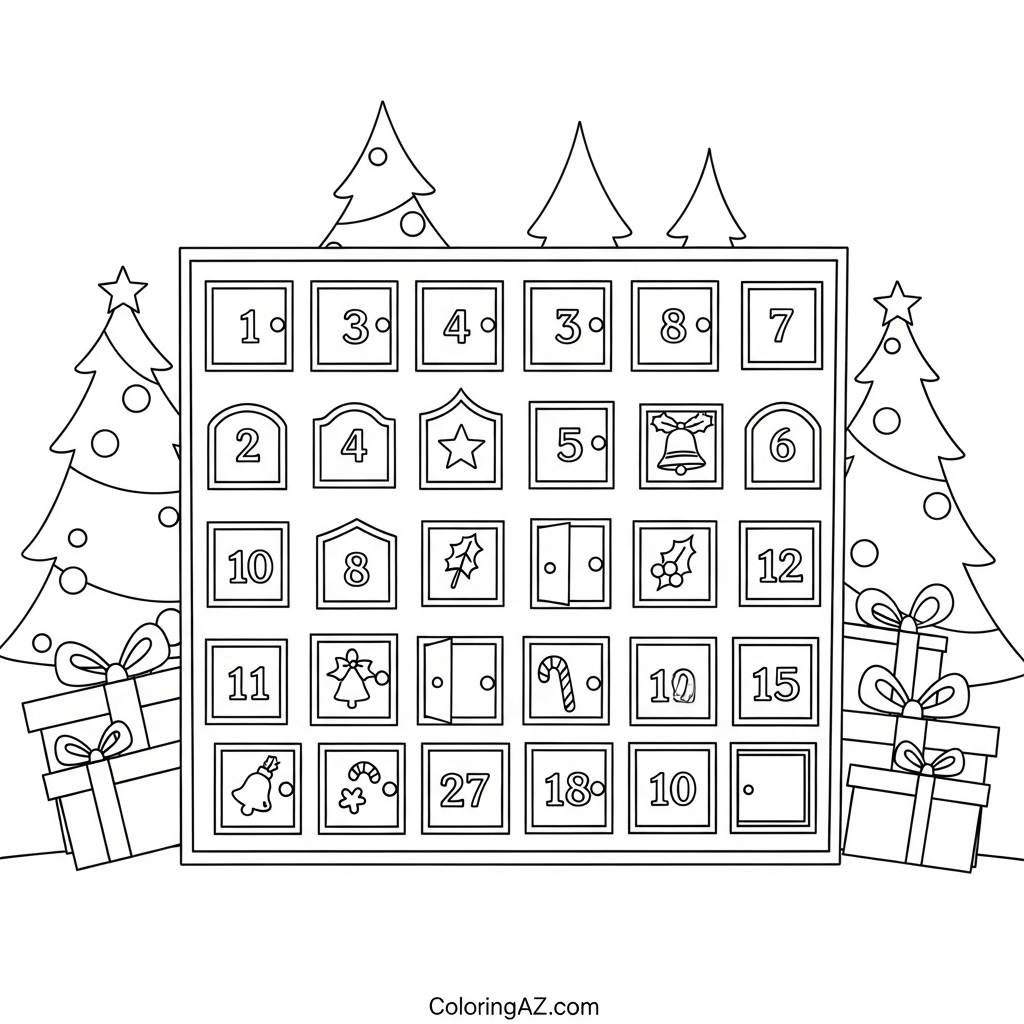 Reindeer and present-themed calendar page