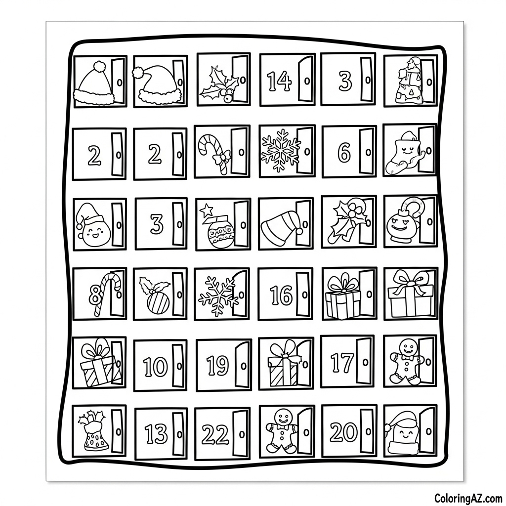 advent calendar coloring page