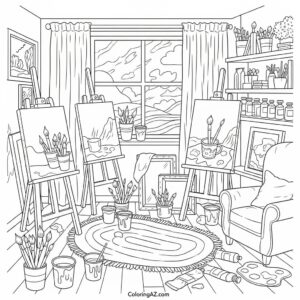 aesthetic room coloring pages