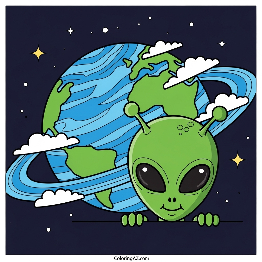Alien in a flying saucer