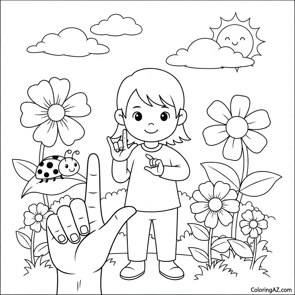 ASL letter 'G' coloring page