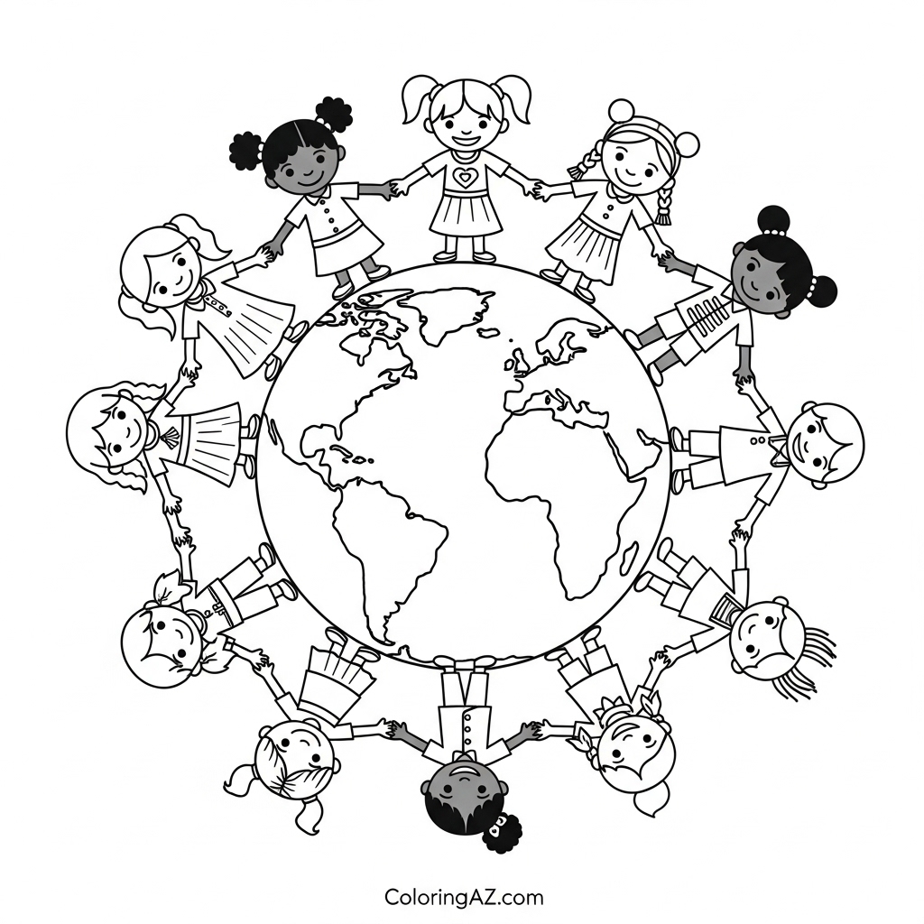Girl with coloring page of Big Ben