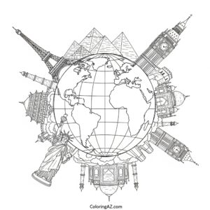 around the world coloring sheets