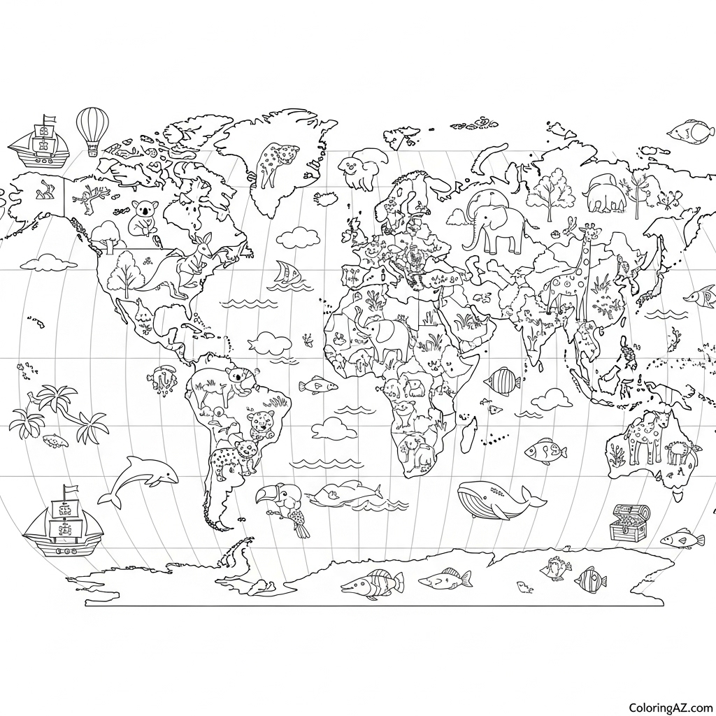 Smiling girl with Pyramids coloring page