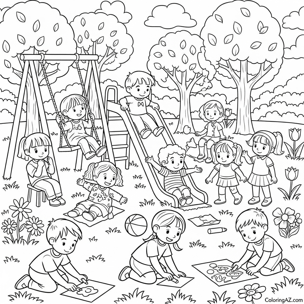 Family enjoying coloring travel pages