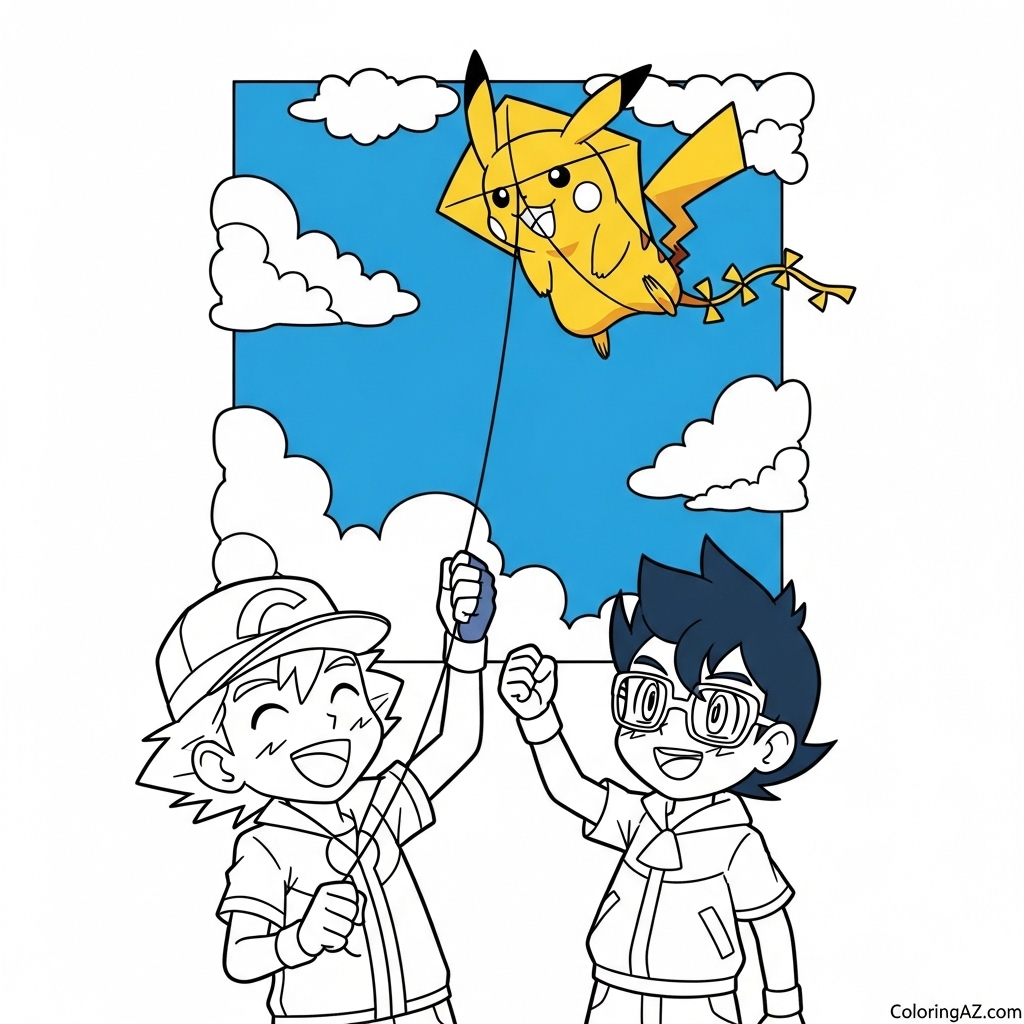 Ash and Pikachu adventure scene