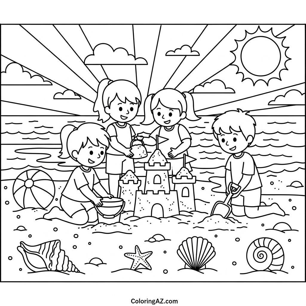 Camping scene coloring page