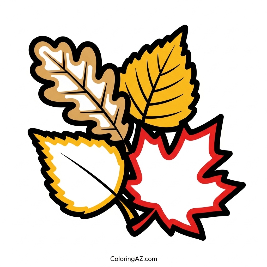 Simple oak leaf for coloring