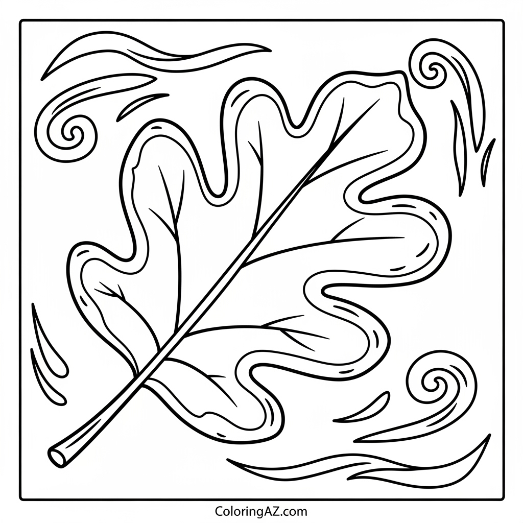 Coloring page featuring assorted leaf designs