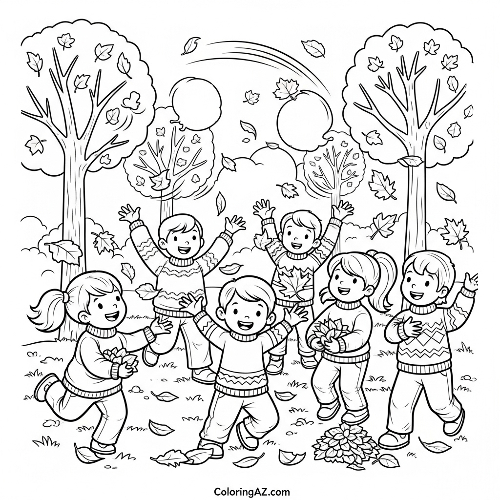 Family coloring autumn scenes