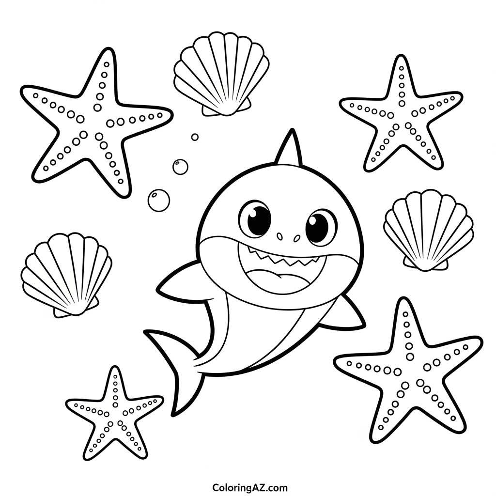 Baby Shark playing with sea animals