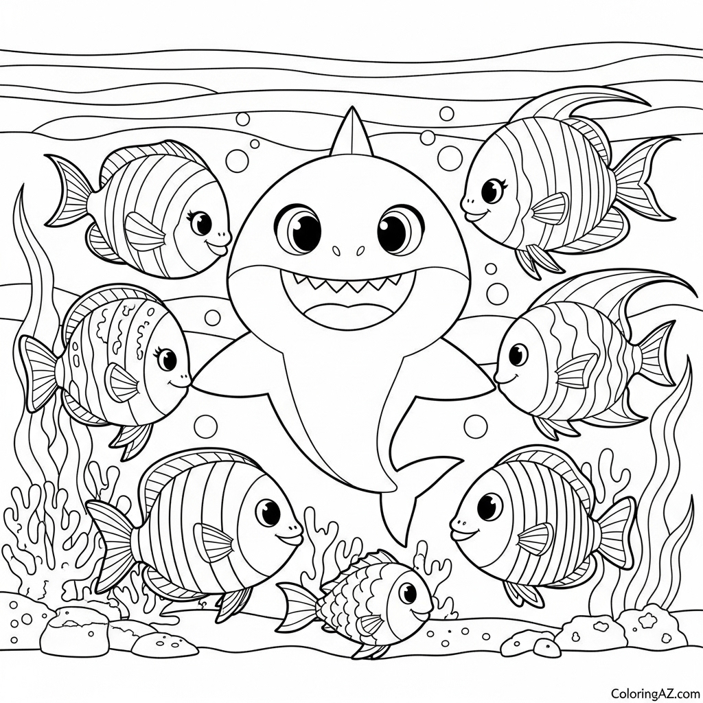 Baby and Mommy Shark swimming
