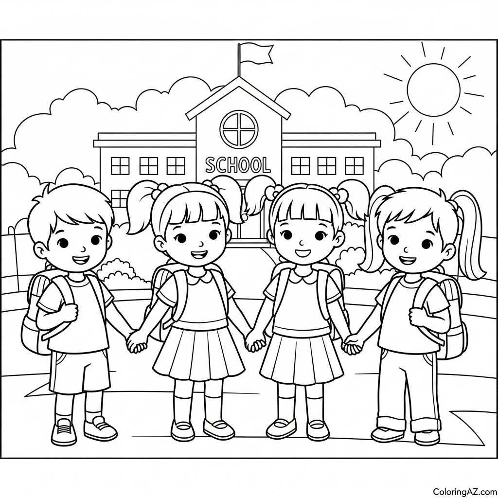 Teacher and students illustration