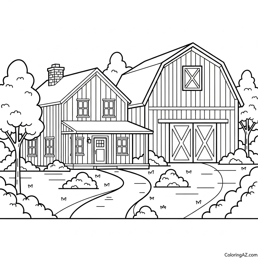 Barn with open doors and hay inside