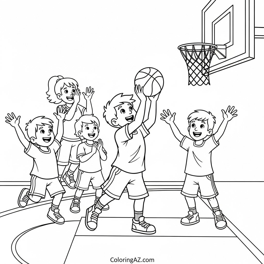 Basketball court scene