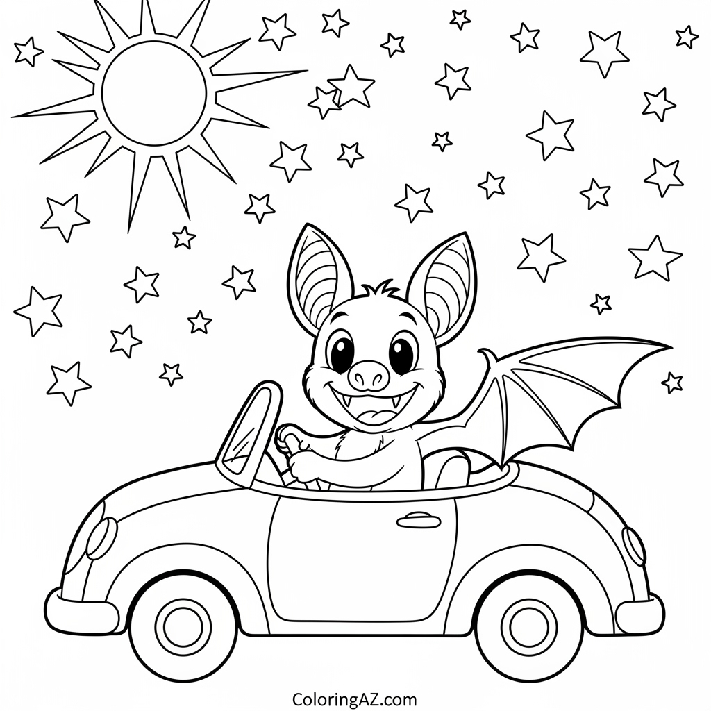 Dynamic Batwheels illustration ready to be colored