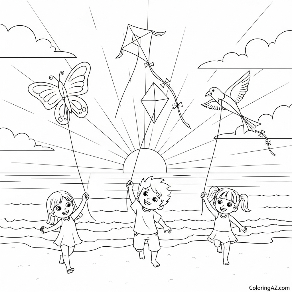 Seaside sunset depiction