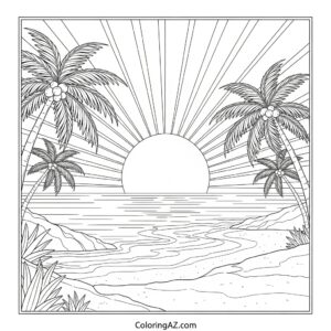 beach sunset coloring pages