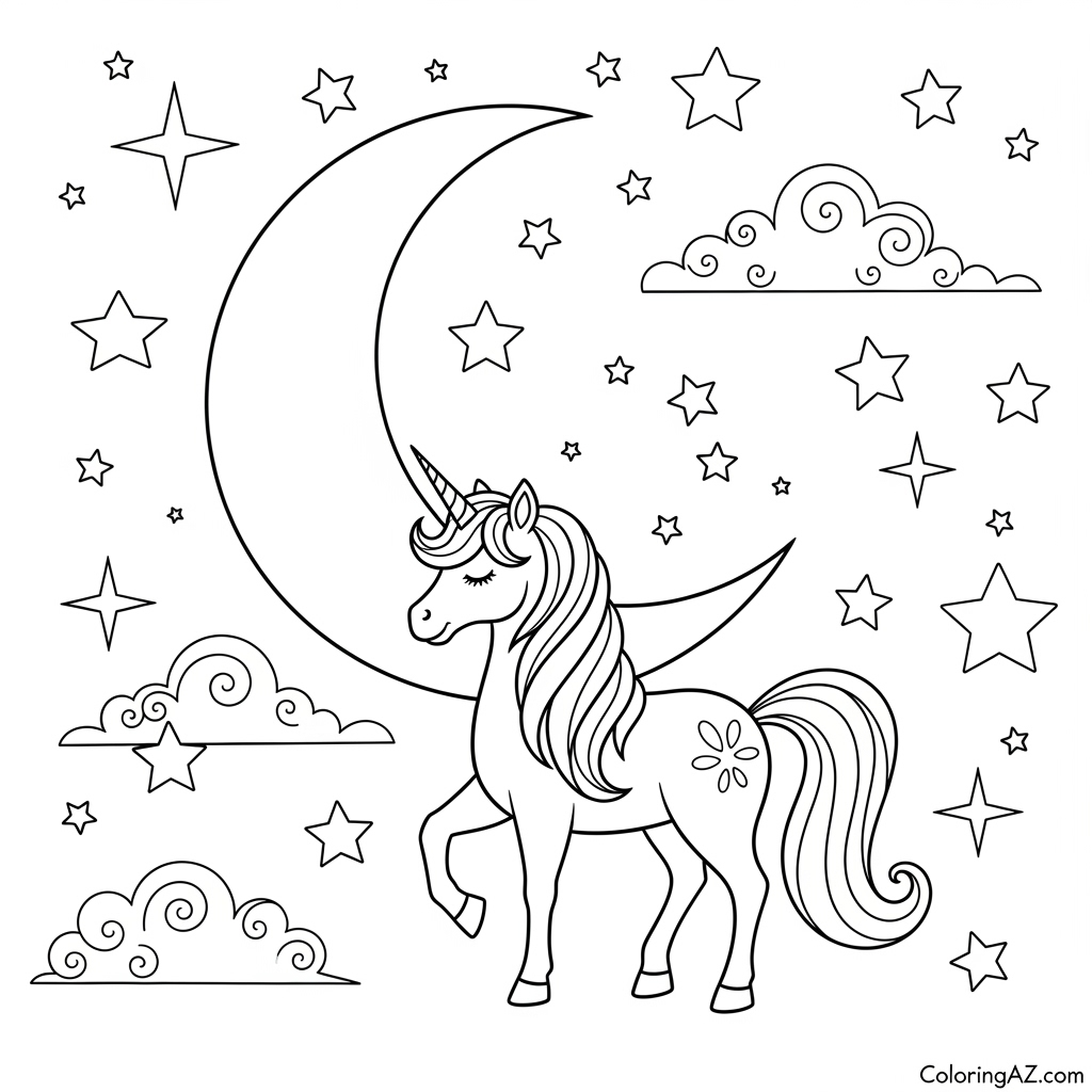 Unicorn with sparkling stars