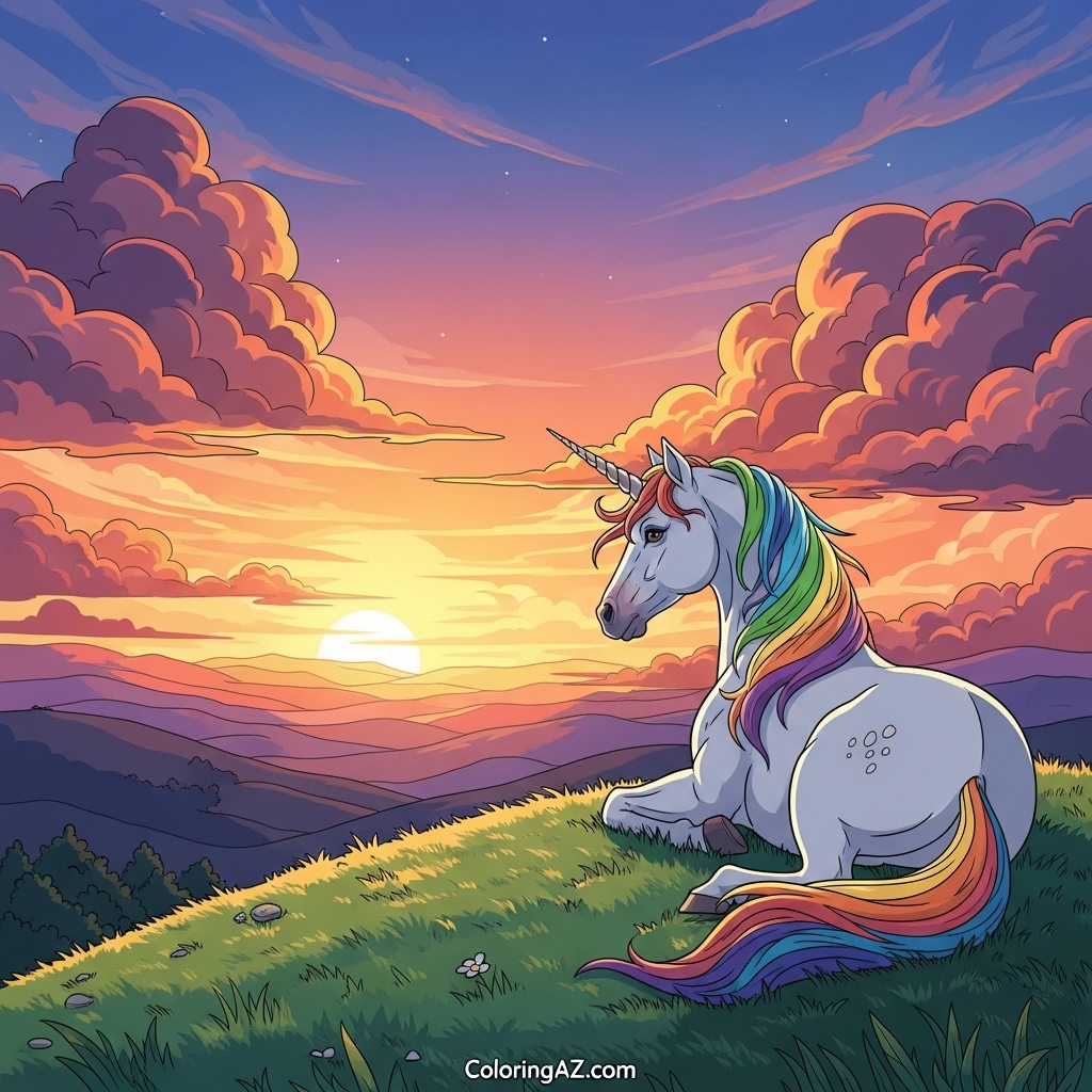 Unicorn in a magical forest