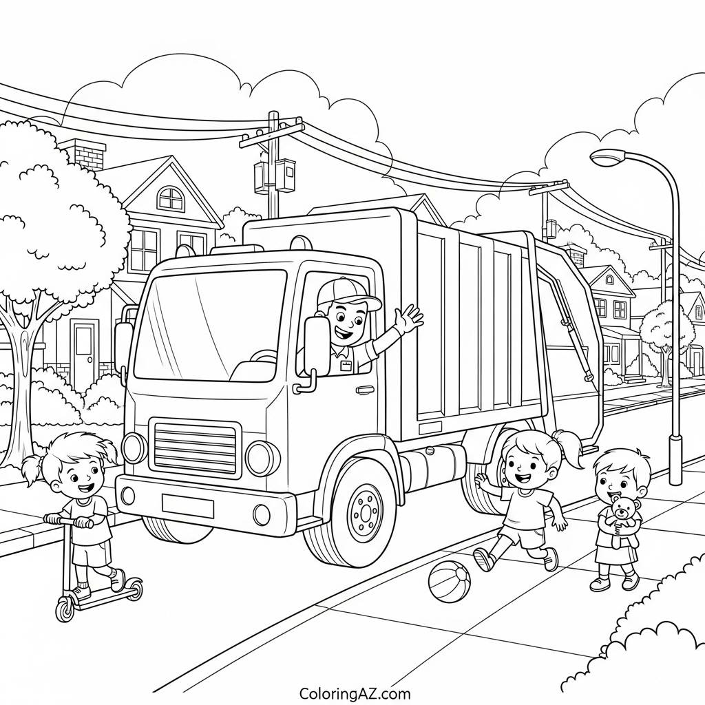 Bin lorry and kids