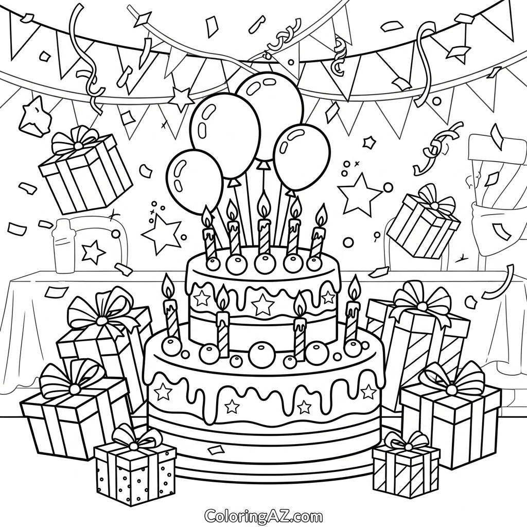 simple birthday cake sketch with sprinkles