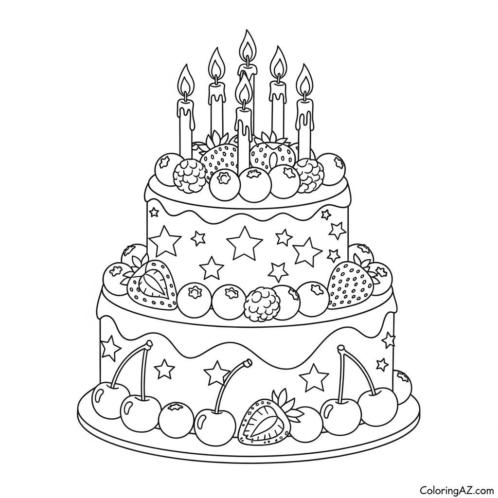 three-tiered birthday cake with stars