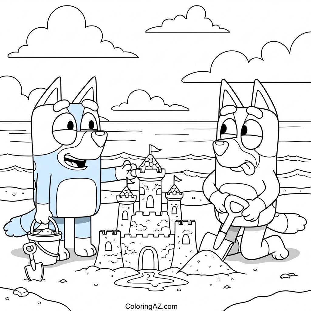 Bluey with a rainbow