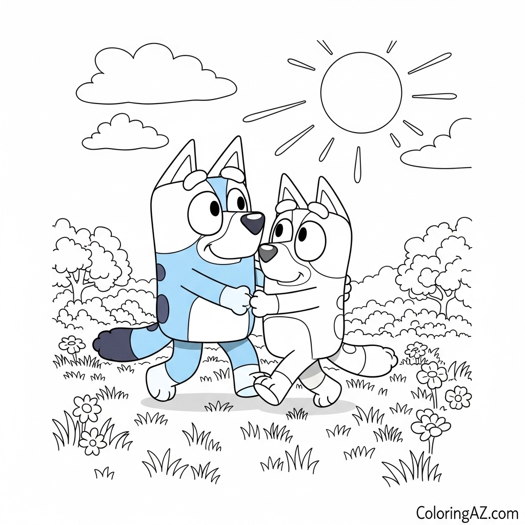 Bluey with family and friends