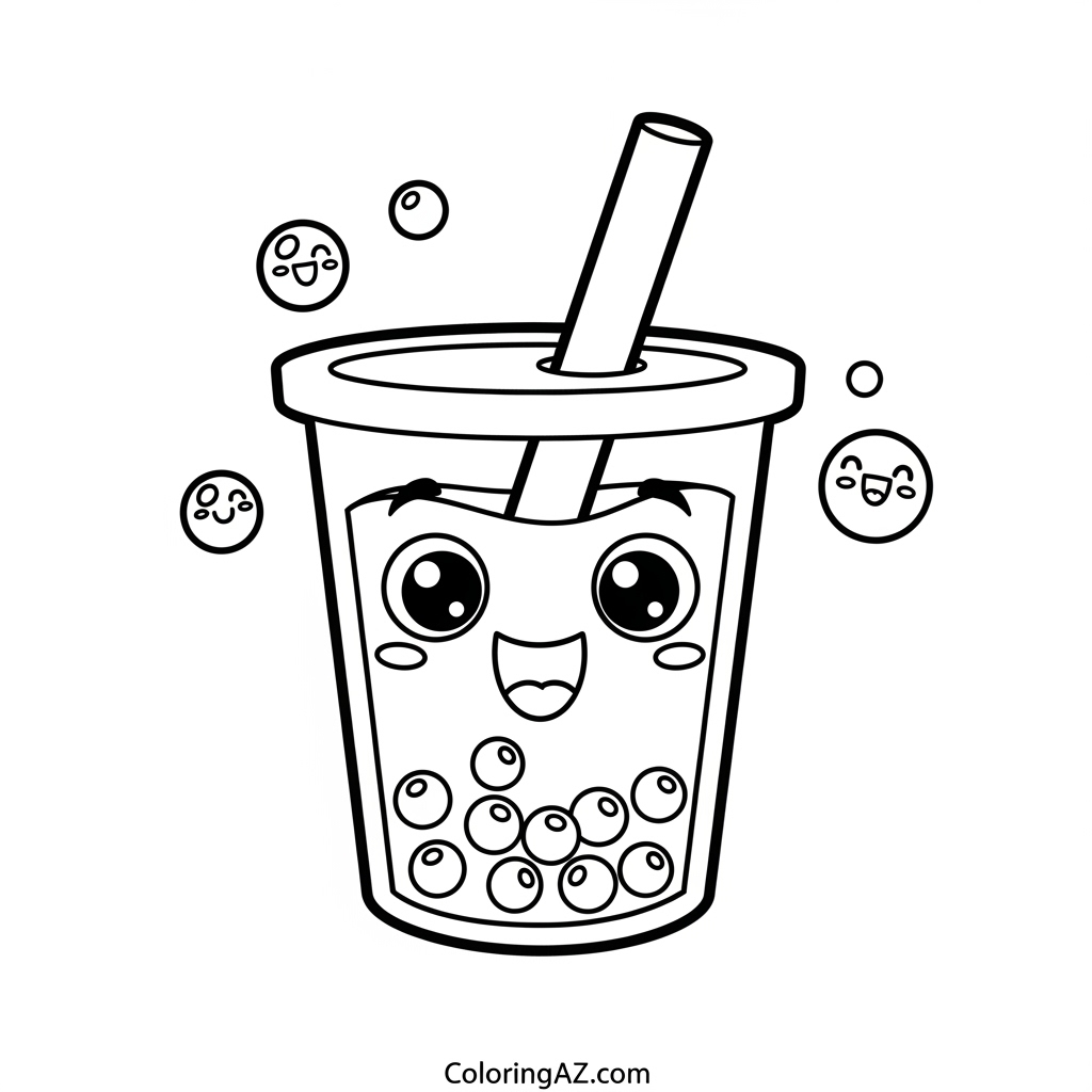 Cartoon boba with tapioca pearls