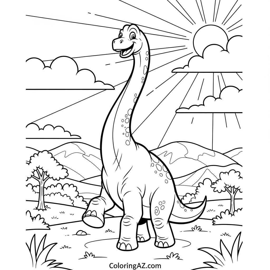 Smiling brachiosaurus standing