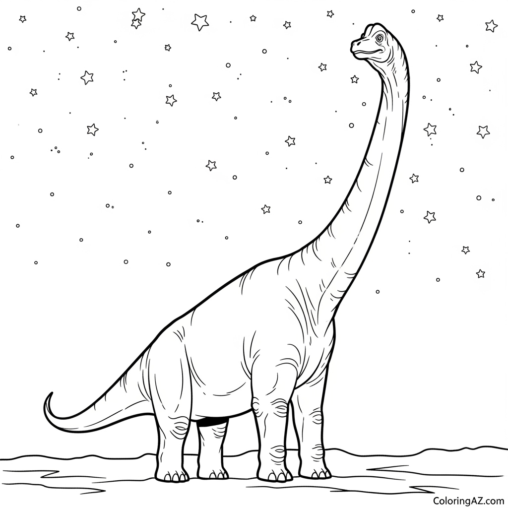 Happy brachiosaurus in prehistoric landscape
