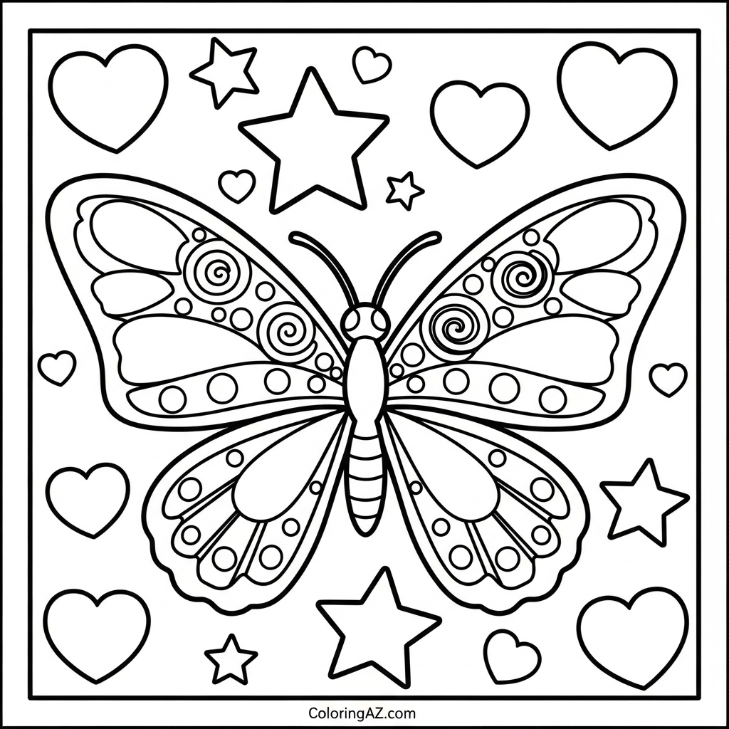 Complex butterfly image for detailed coloring