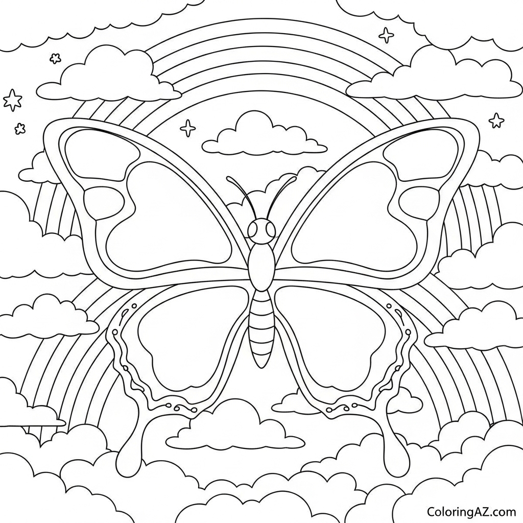 Butterfly with outlined shapes and numbers