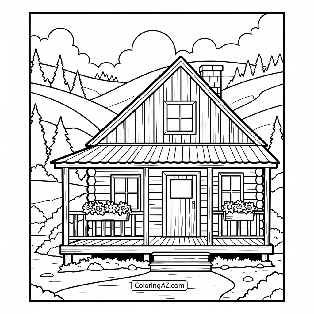 Cabin by the serene lake