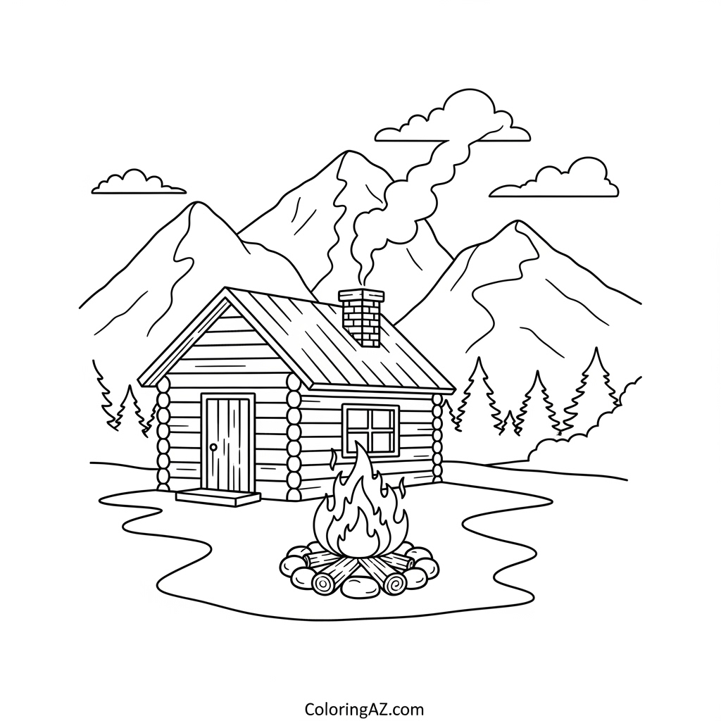 Cabin with a porch and rocking chairs