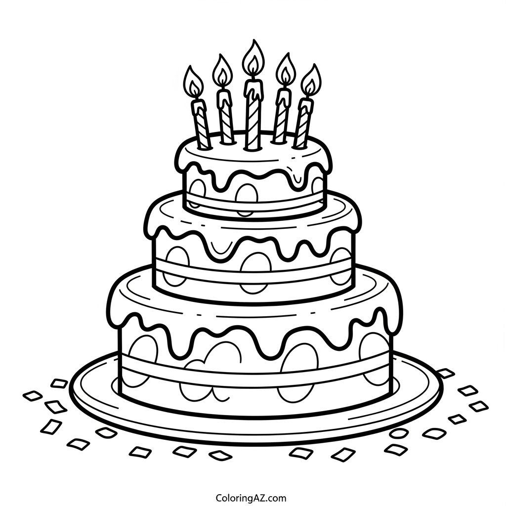 Three-tiered cake with candles