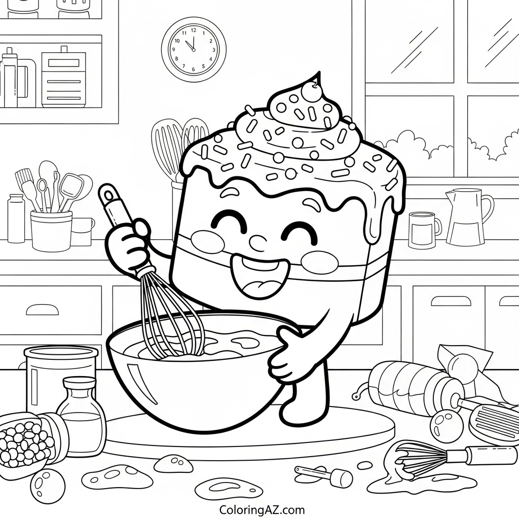 Birthday cake ready to color