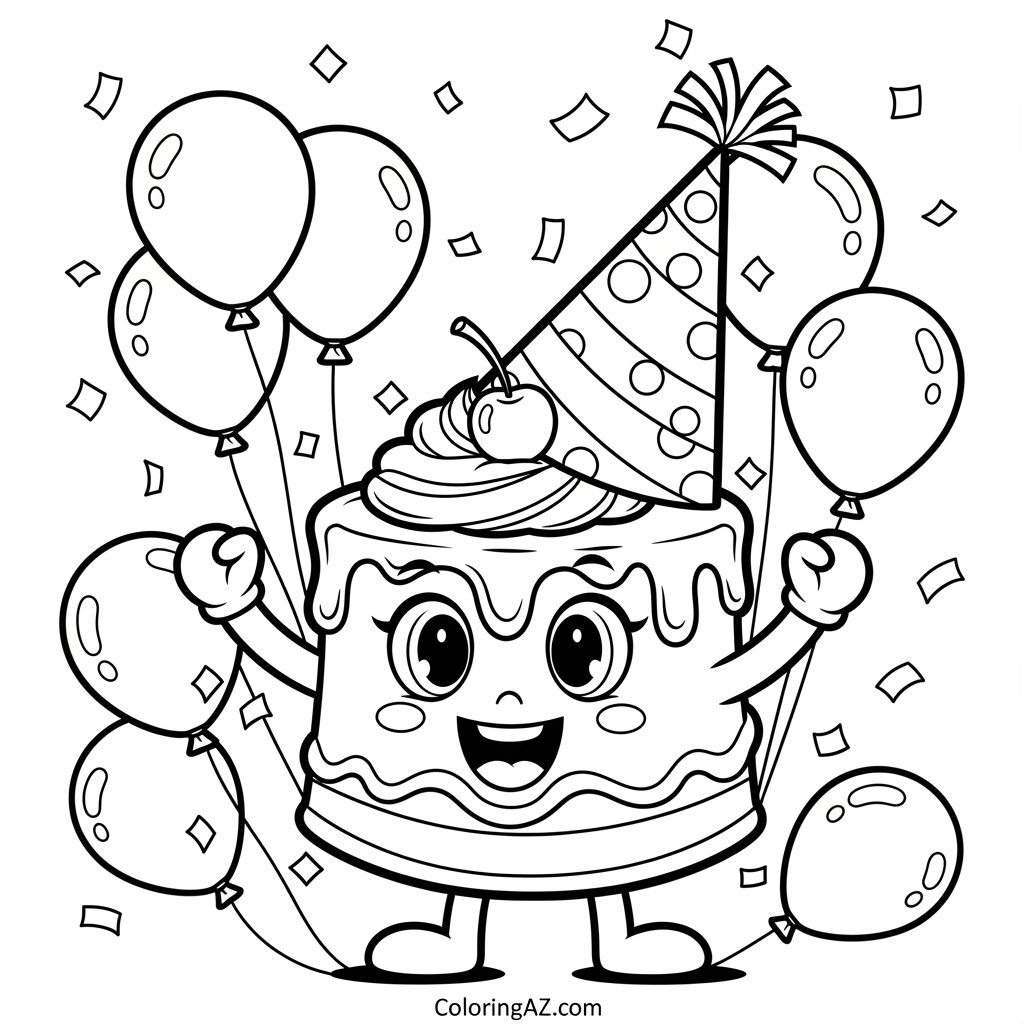 Free Cakey Coloring Pages for Kids to Enjoy