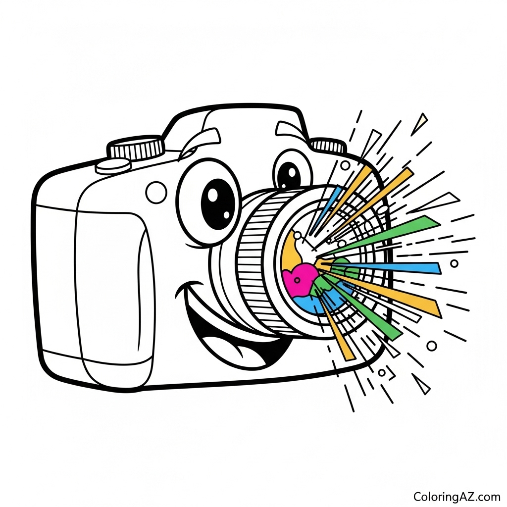 Camera Coloring Page: Free Printable Pages for Kids 3 Simplistic camera outline