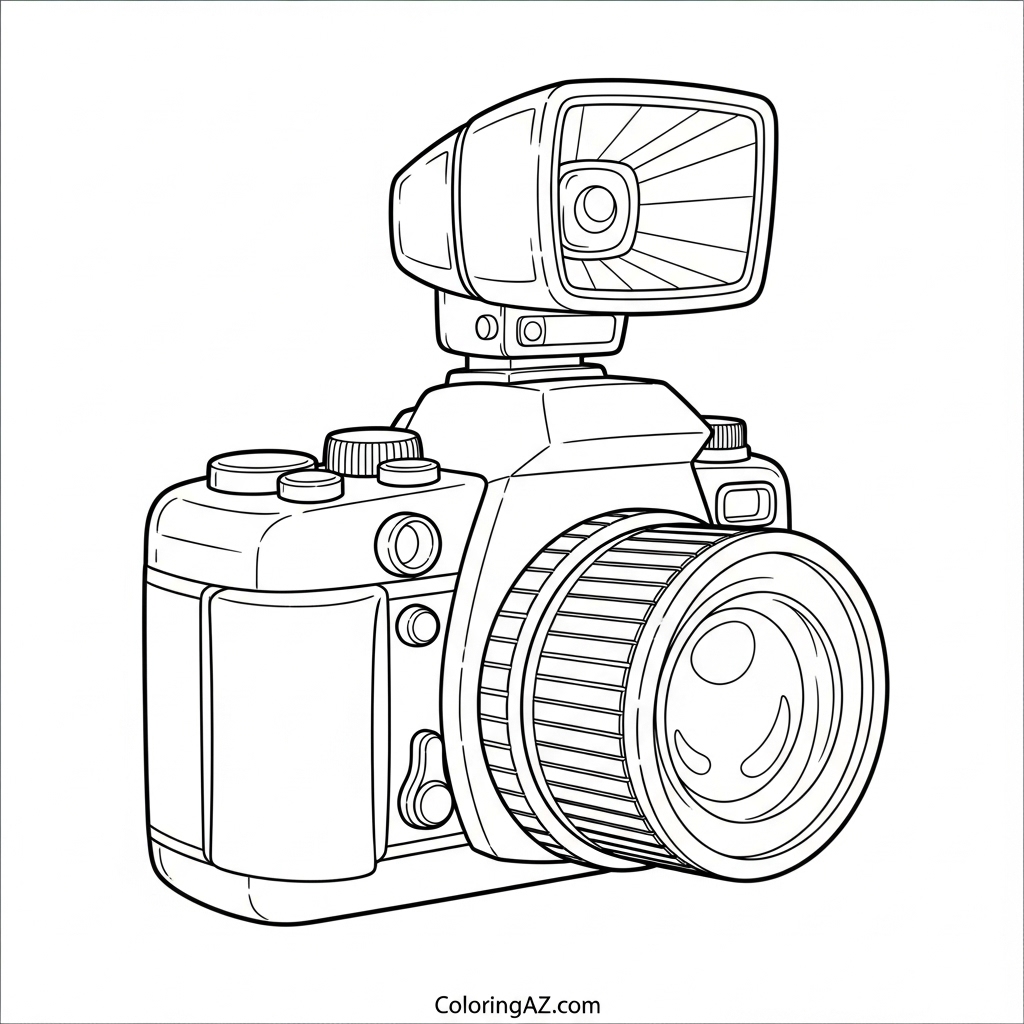 Camera Coloring Page: Free Printable Pages for Kids 5 Modern digital camera design for coloring