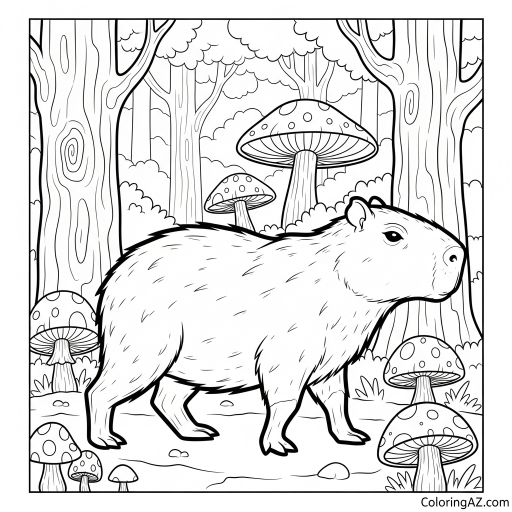 Capybara with young