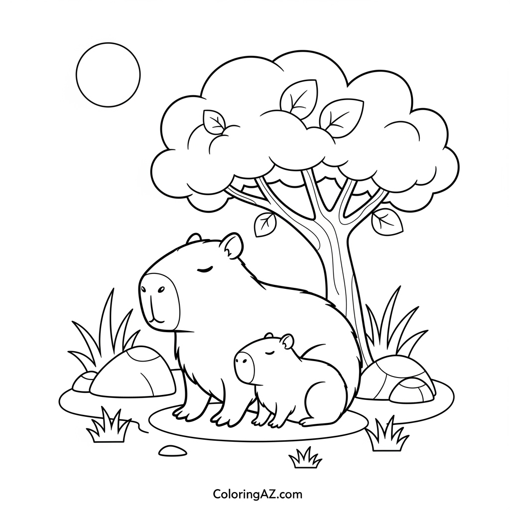 Playful capybara scene