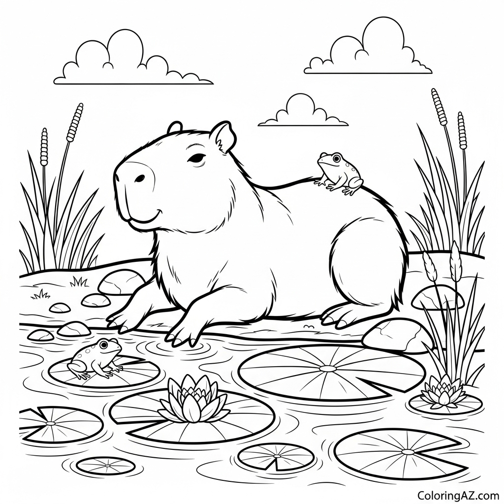 Capybara Color Pages: Free Printable Coloring for Kids