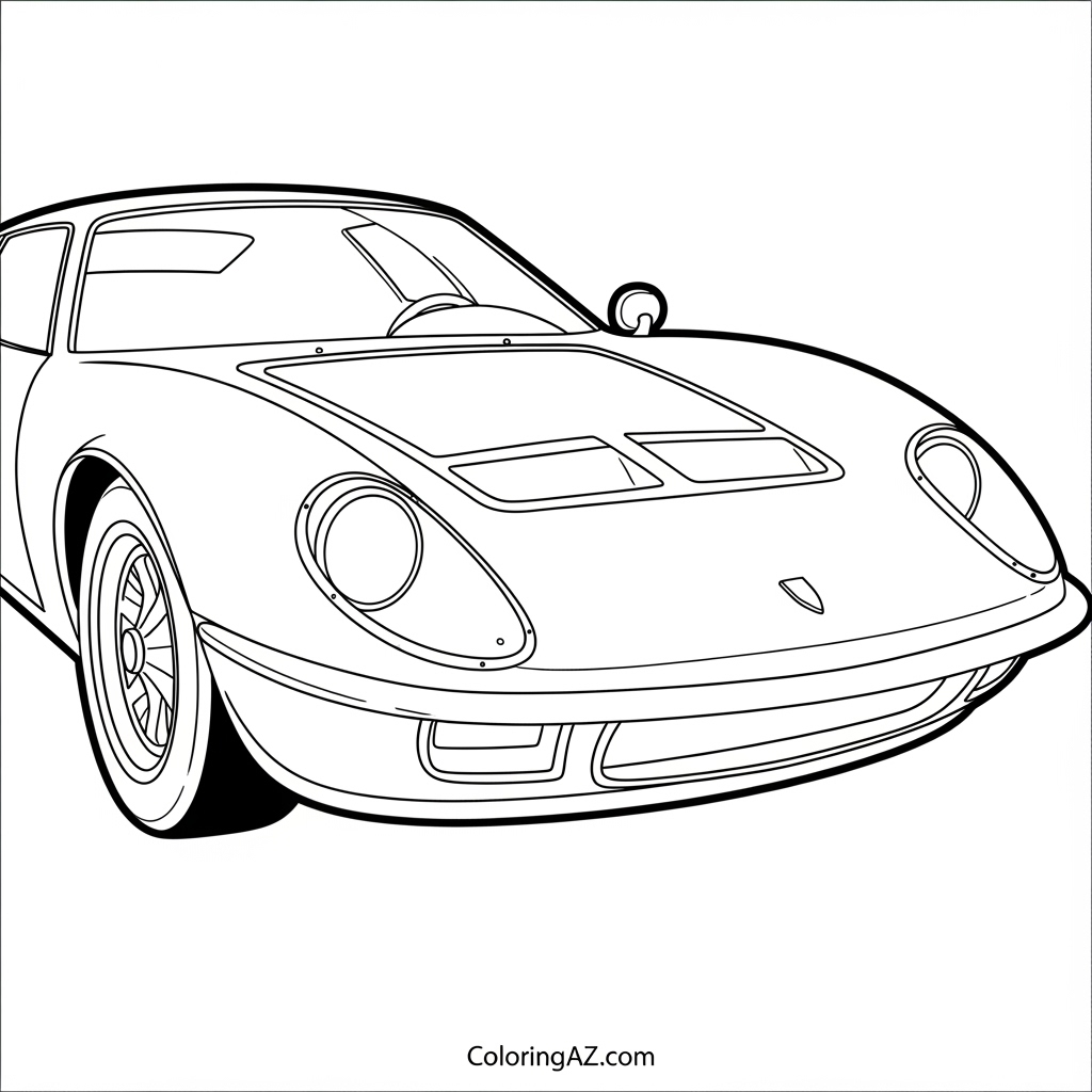 Car logo coloring page with crayons
