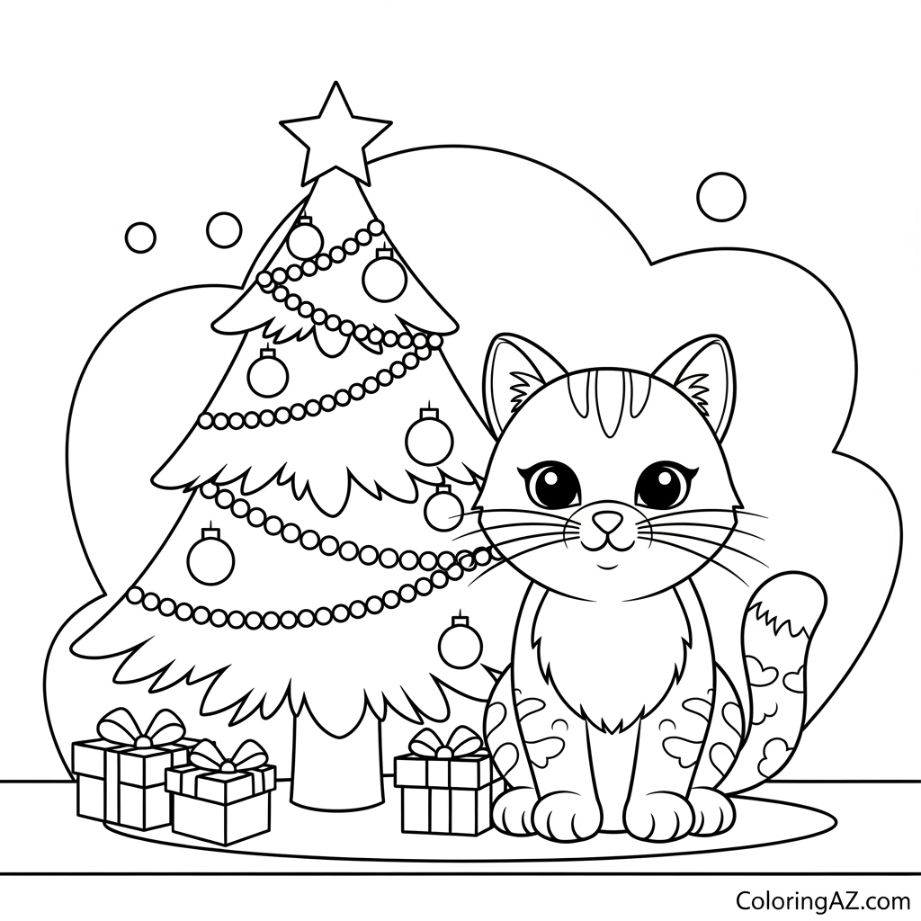 Cat with Christmas lights