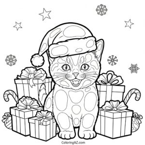 cat christmas coloring pages printable